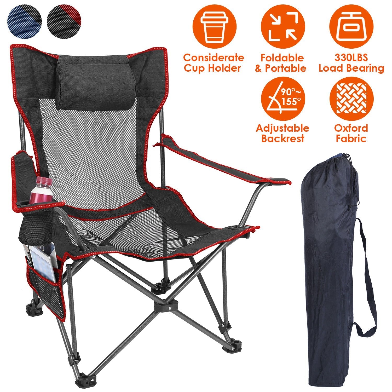 Foldable Camping Chair 330LBS Load