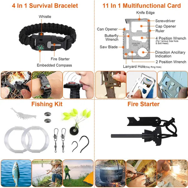 121Pcs Survival Kit for Outdoor Adventure - Professional Emergency Gear & Tactical First Aid