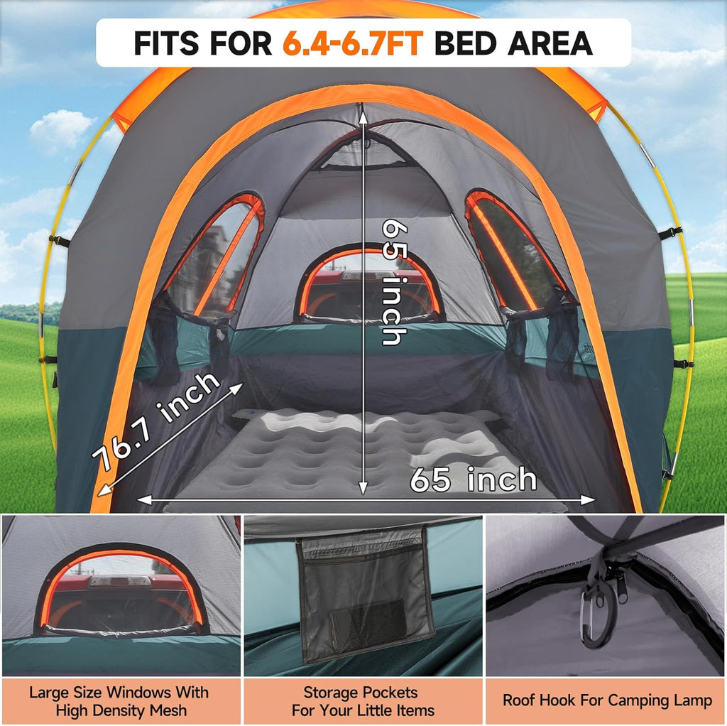 Umbrauto Truck Bed Tent with Awning,Fits 6.4-6.7 ft Truck Beds