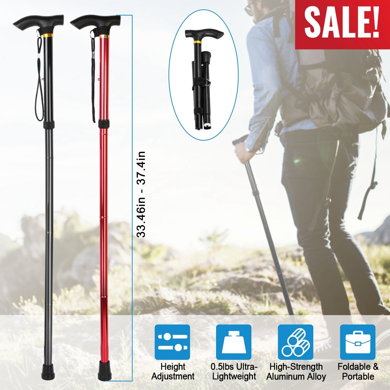 Adjustable Folding Travel Hiking Stick
