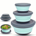 3 Foldable Silicone Camping Bowls with Lids