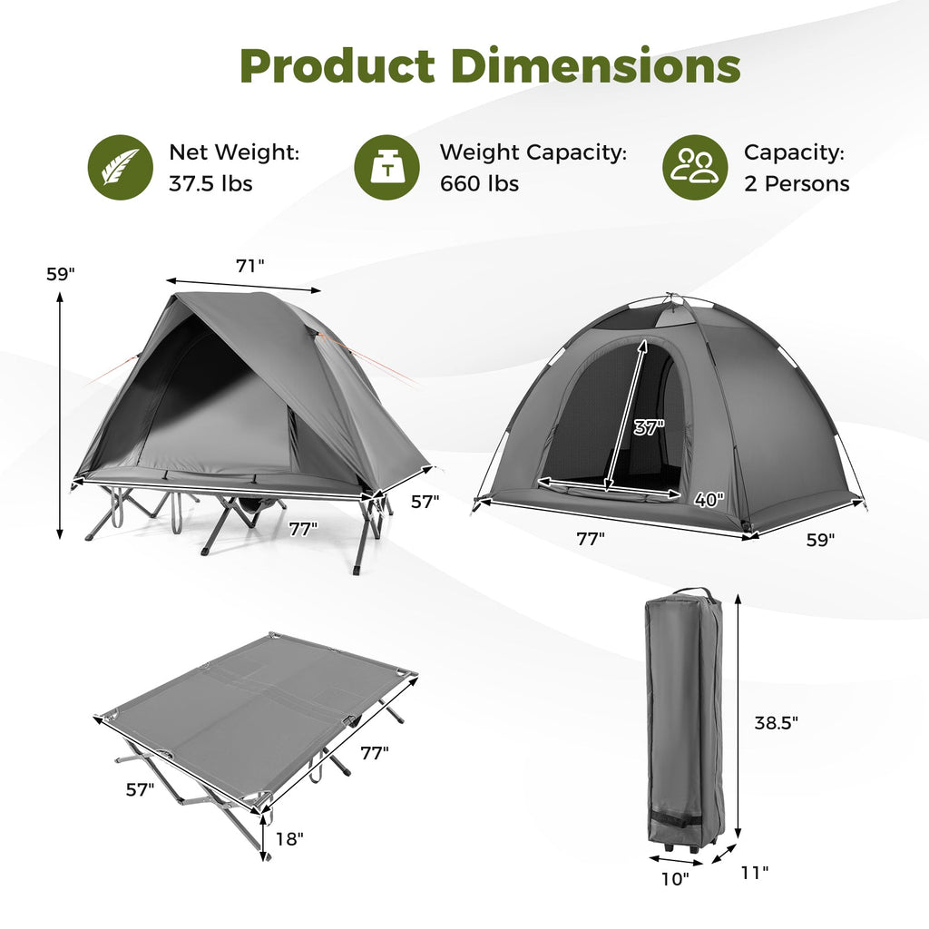 2-Person Camping Cot Tent Foldable Off-Ground
