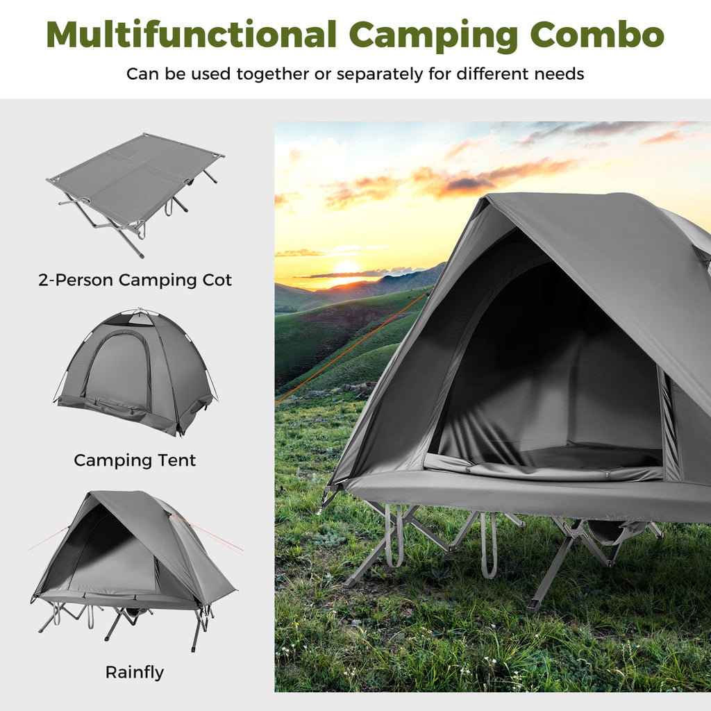 2-Person Camping Cot Tent Foldable Off-Ground