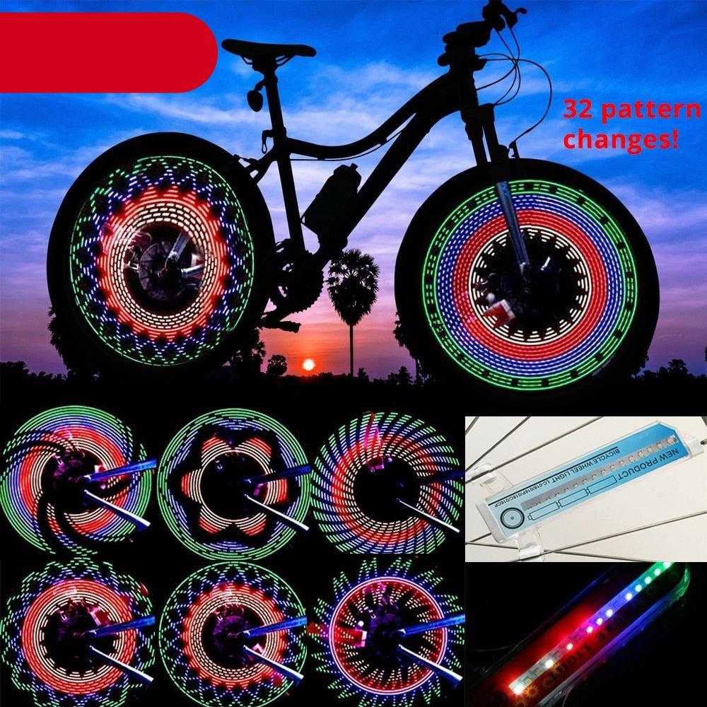 32 Pattern Bike Light Bicycle Wheel Light Double Display Flash 32 RGB LED Light