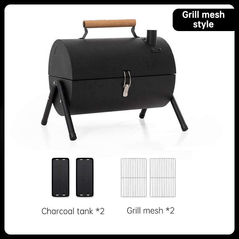 Outdoor portable double-sided barbecue stove