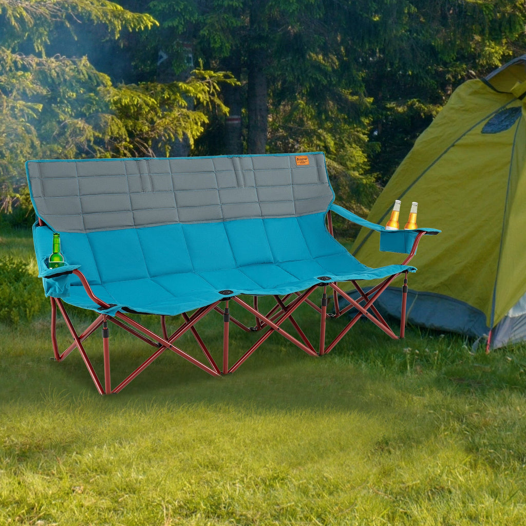 3 Person Folding Camping Chair with 2 Cup Holders