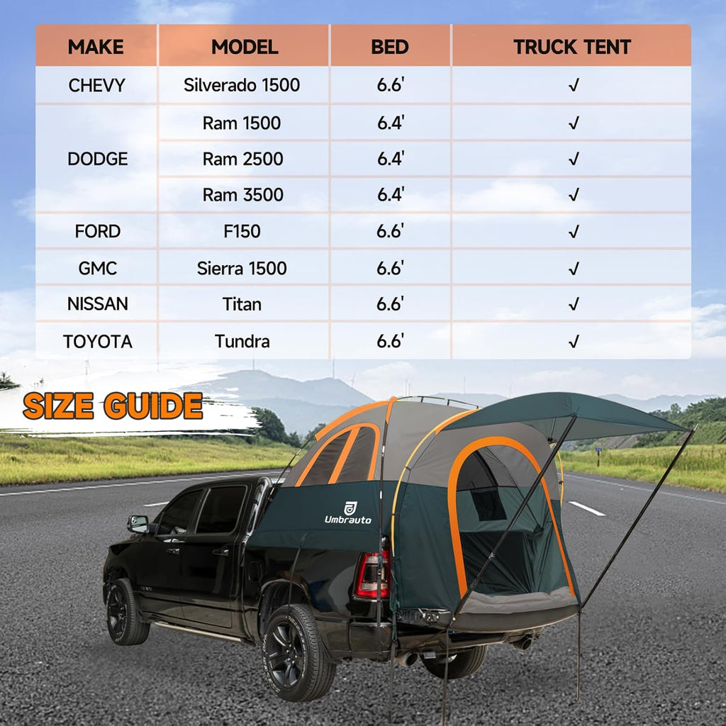 Umbrauto Truck Bed Tent with Awning,Fits 6.4-6.7 ft Truck Beds
