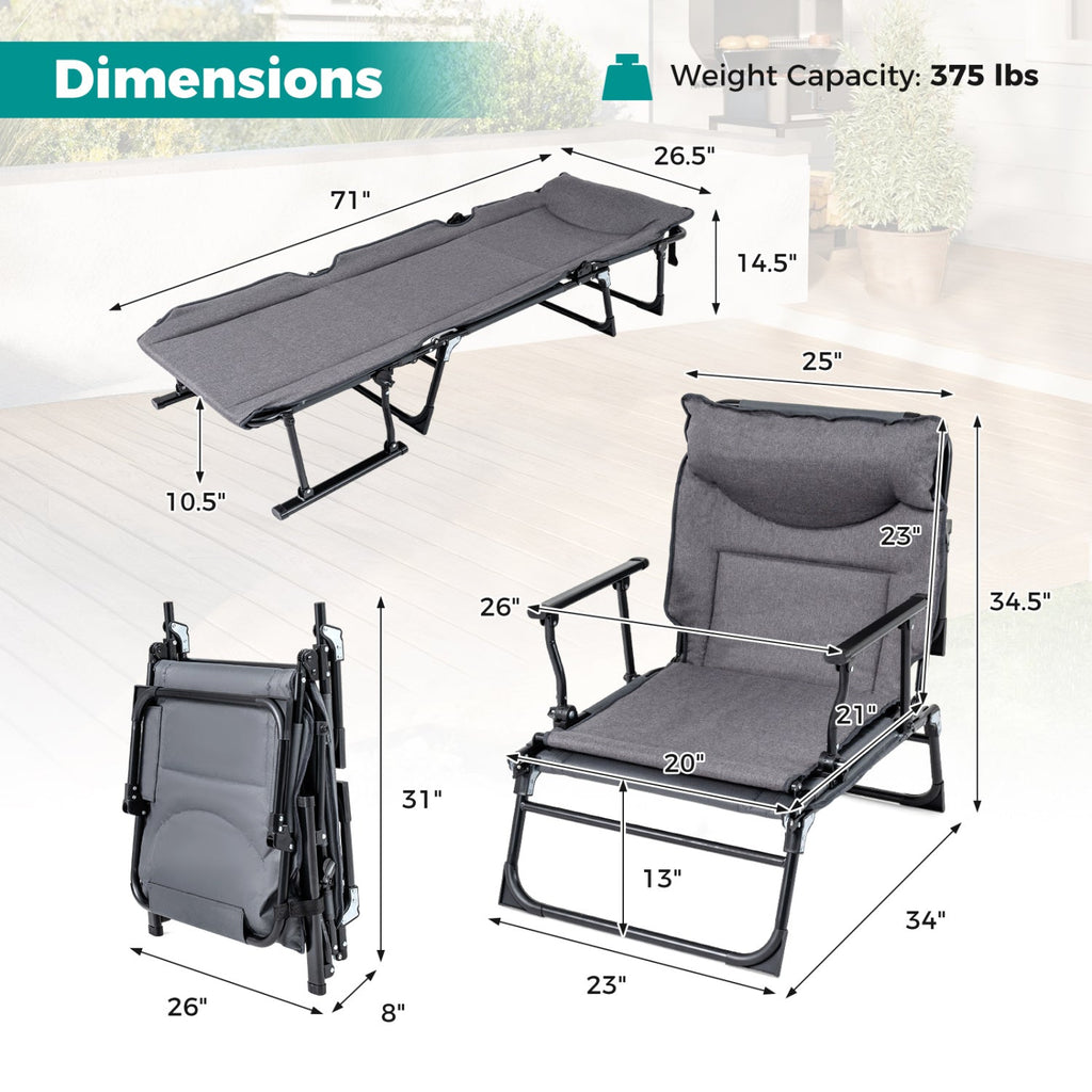 3 in 1 Folding Camping Cot