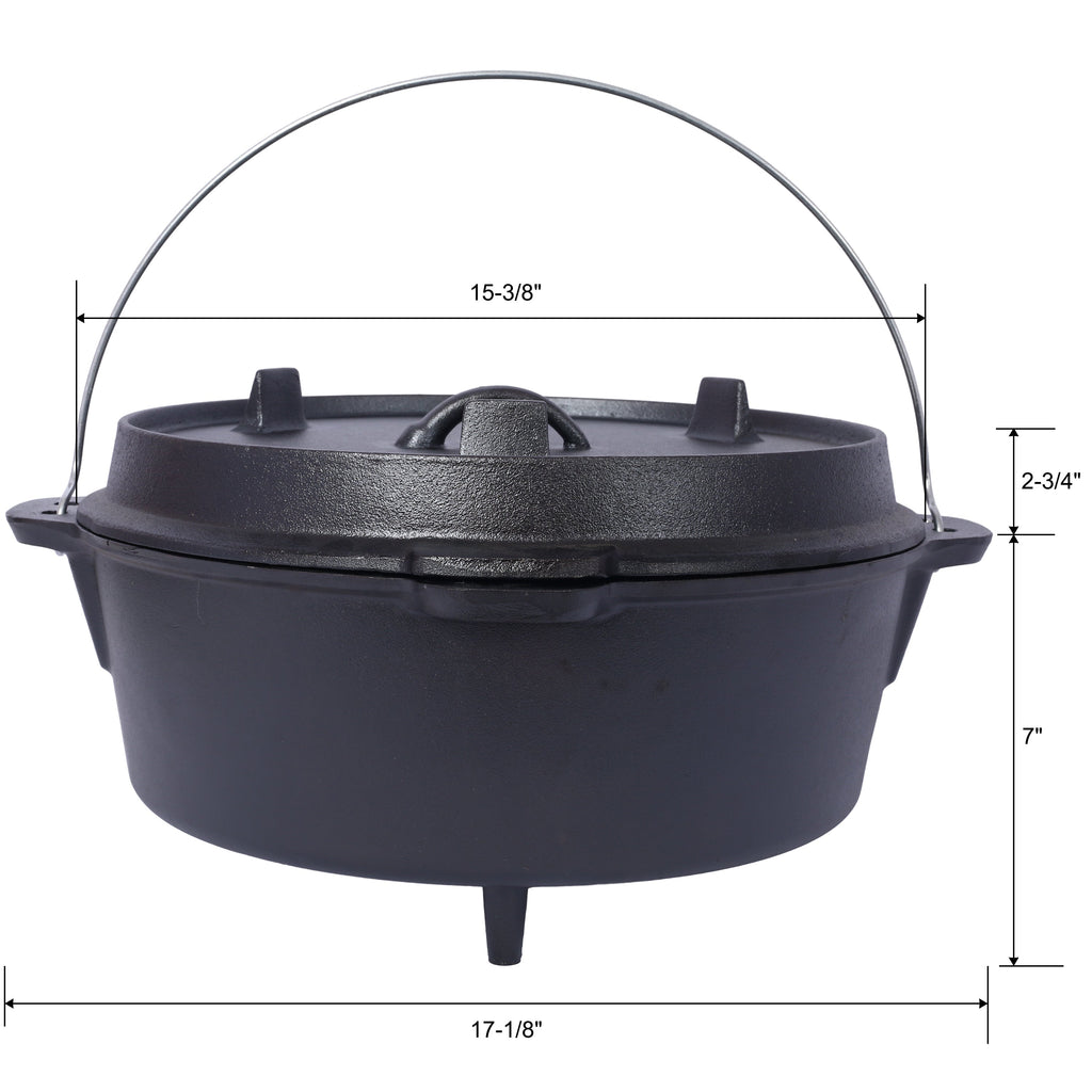 pre-Seasoned Cast Iron Dutch Oven With Skillet Lid 12 Quart