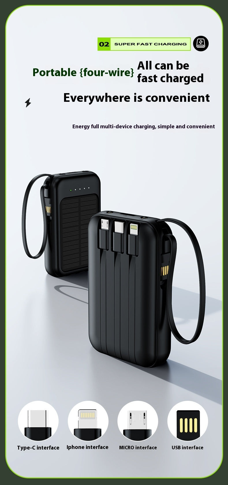 Solar Charging Unit With Cable