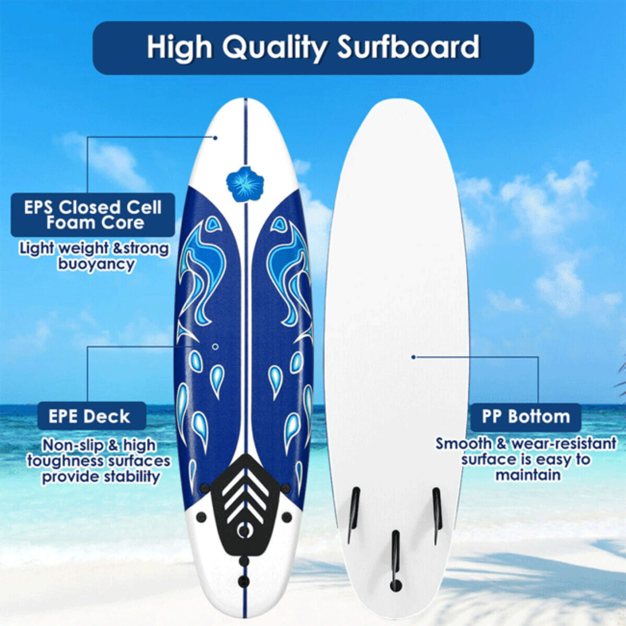 6FT Inflatable  Stand Up Paddle SUP Surfboard