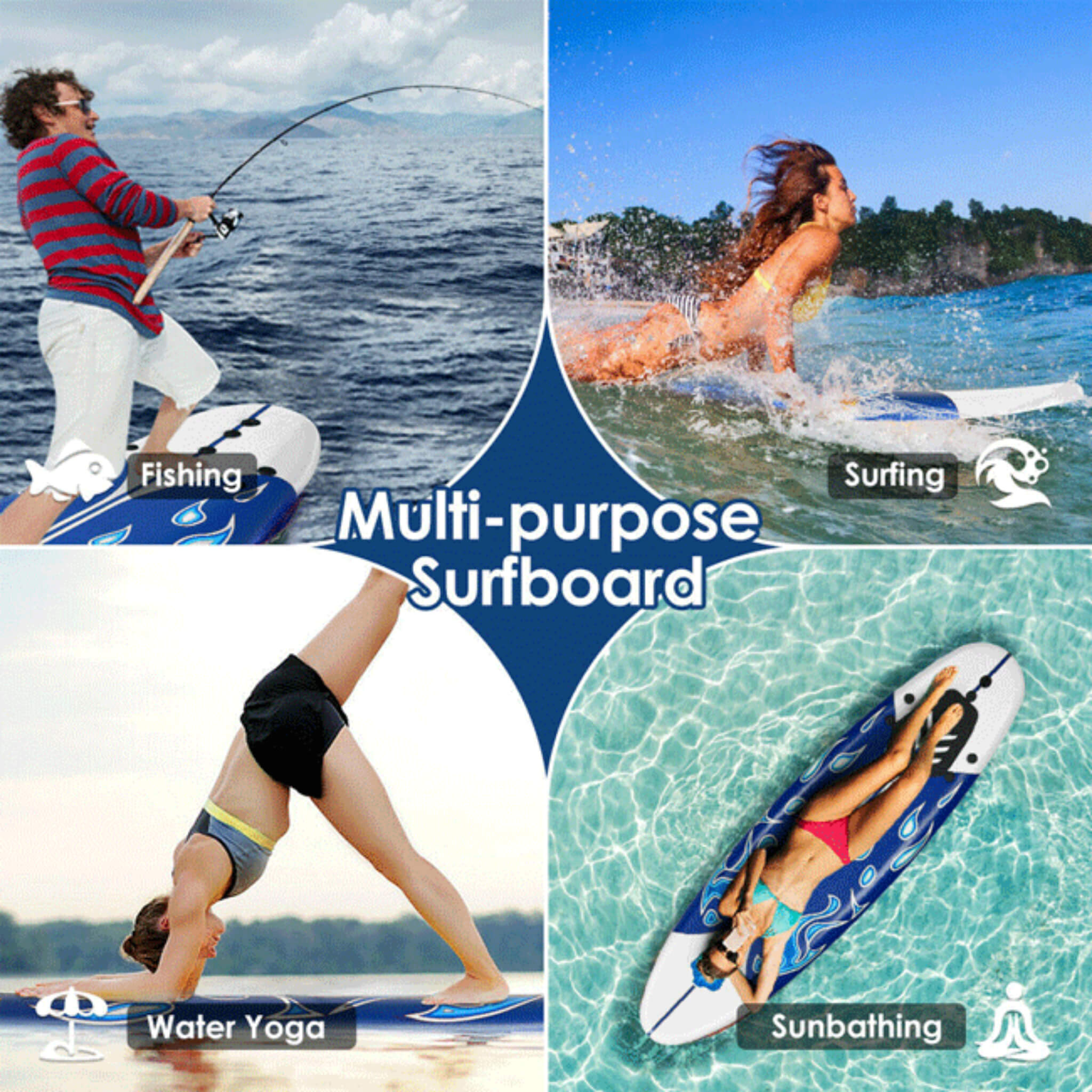 6FT Inflatable  Stand Up Paddle SUP Surfboard
