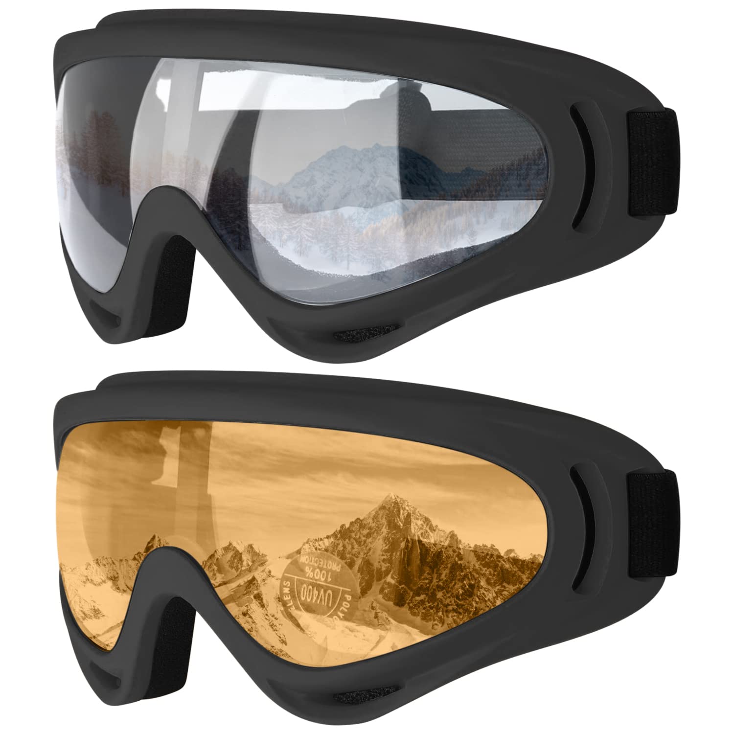 COOLOO Ski Goggles, 2 Pack Snow Goggles