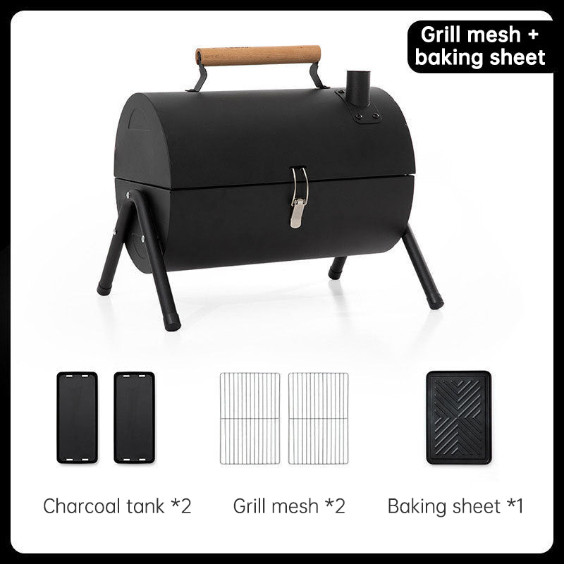 Outdoor portable double-sided barbecue stove