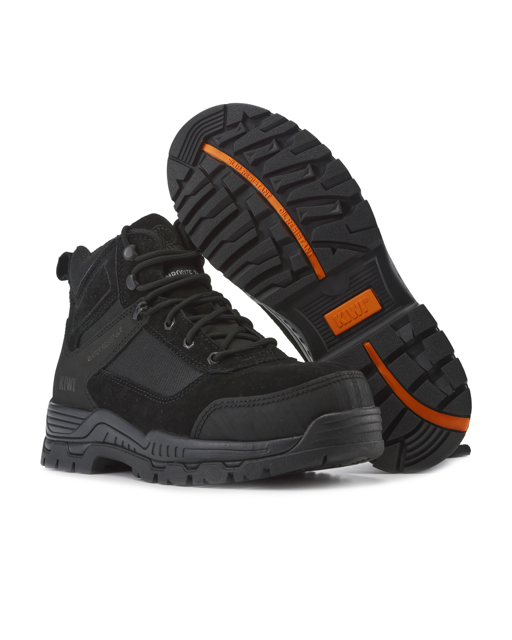 Kiwi Trek Black Suede/Nylon 5" Composite Toe Water Resistant Work Boots
