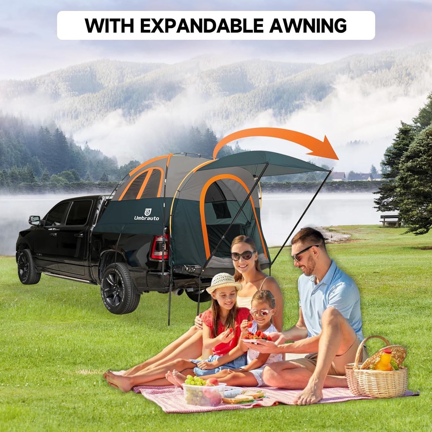 Umbrauto Truck Bed Tent with Awning,Fits 6.4-6.7 ft Truck Beds