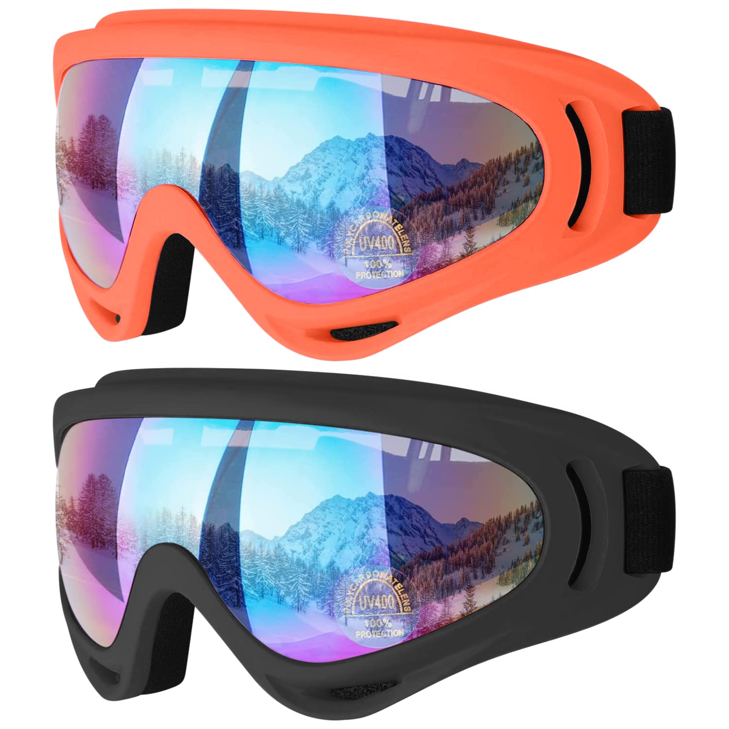 COOLOO Ski Goggles, 2 Pack Snow Goggles
