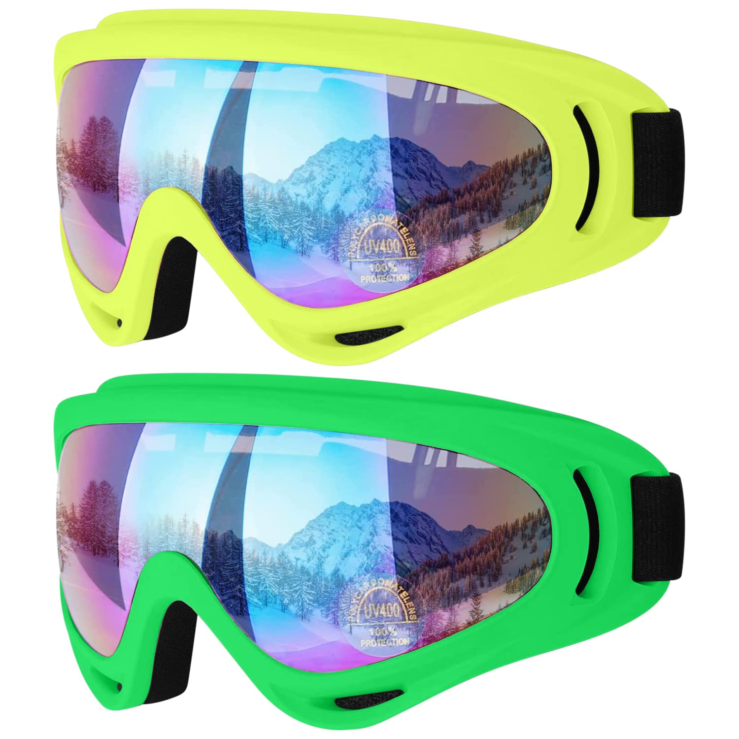 COOLOO Ski Goggles, 2 Pack Snow Goggles