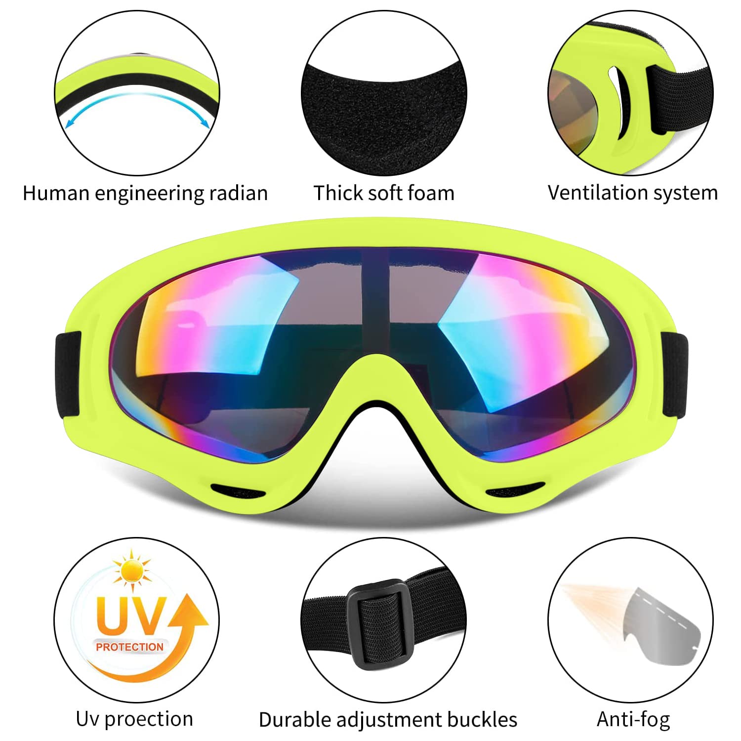COOLOO Ski Goggles, 2 Pack Snow Goggles