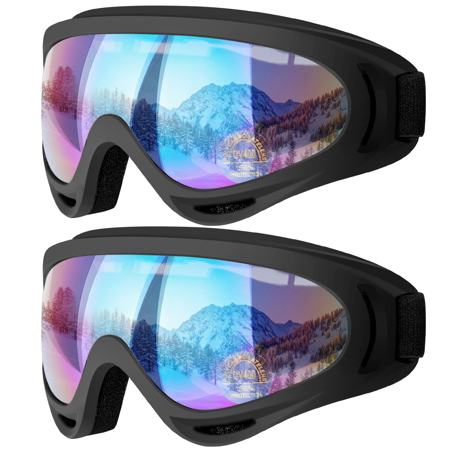 COOLOO Ski Goggles, 2 Pack Snow Goggles