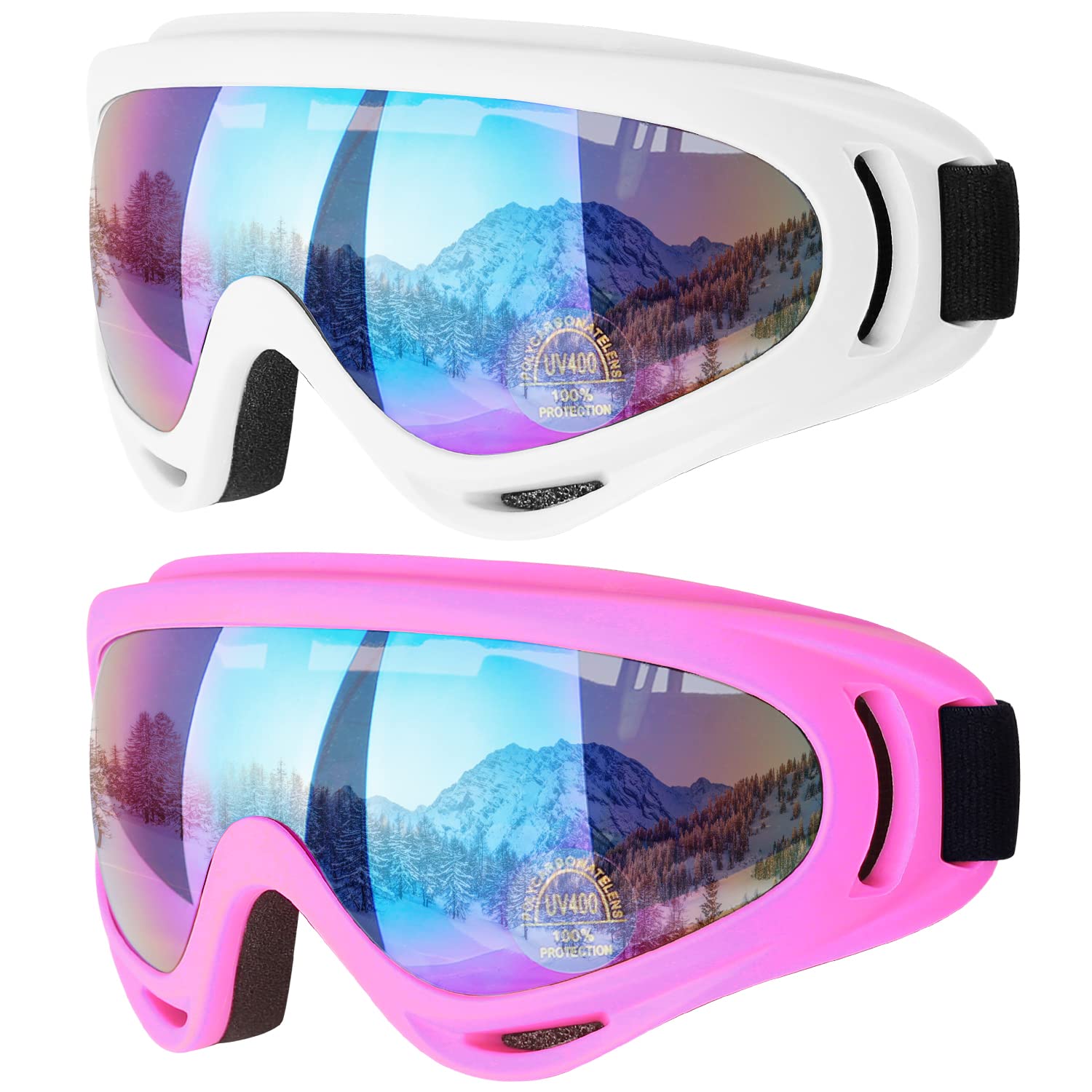 COOLOO Ski Goggles, 2 Pack Snow Goggles
