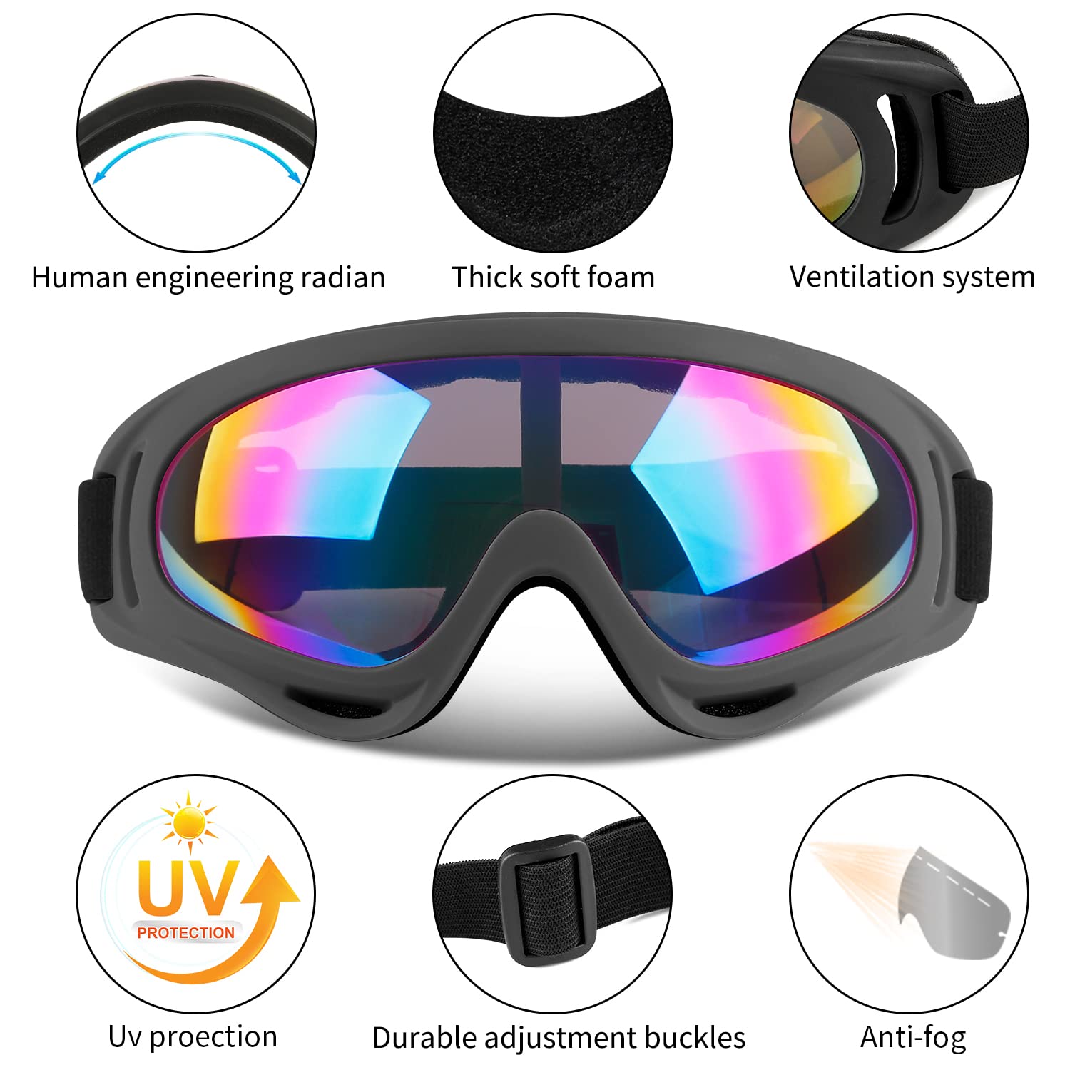 COOLOO Ski Goggles, 2 Pack Snow Goggles