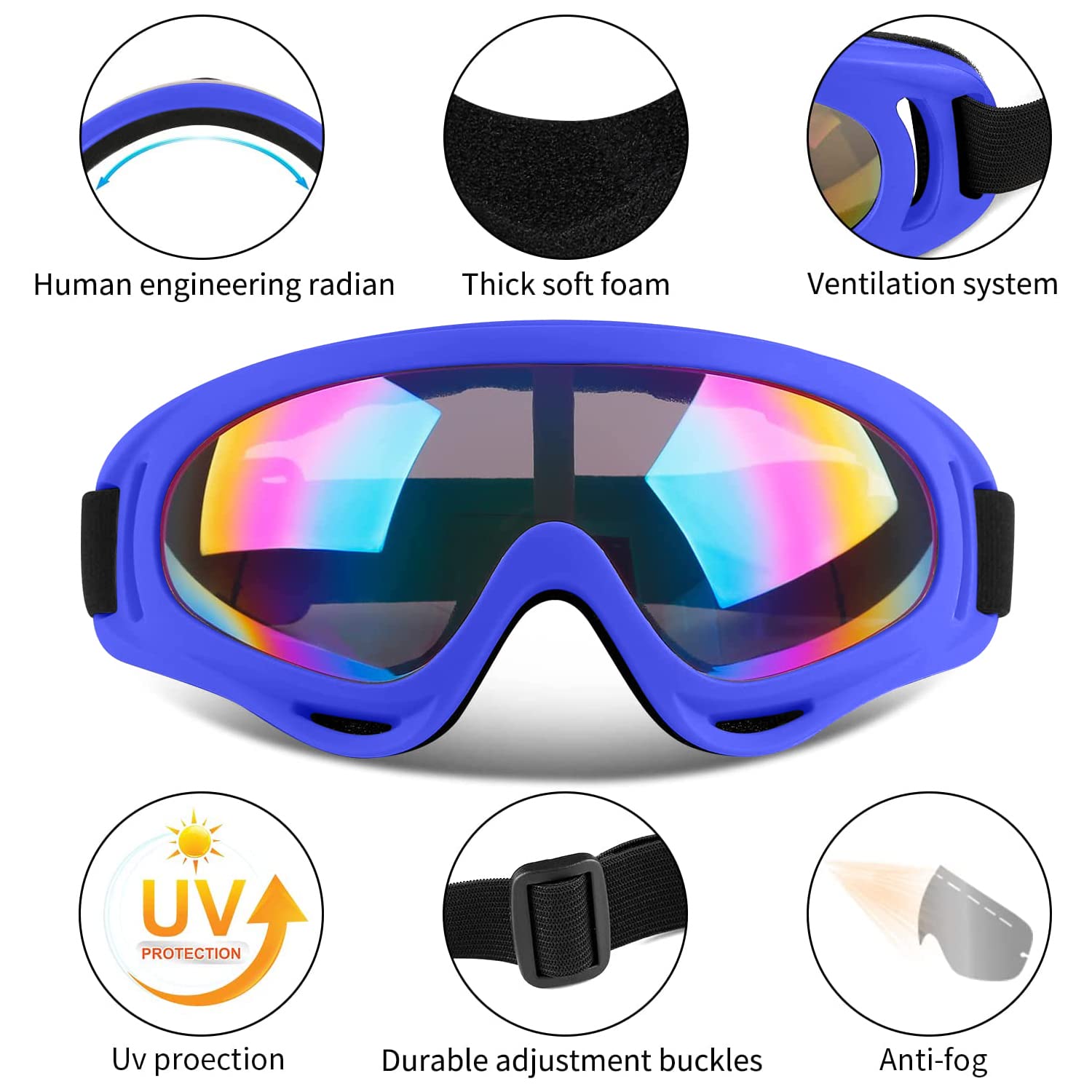 COOLOO Ski Goggles, 2 Pack Snow Goggles