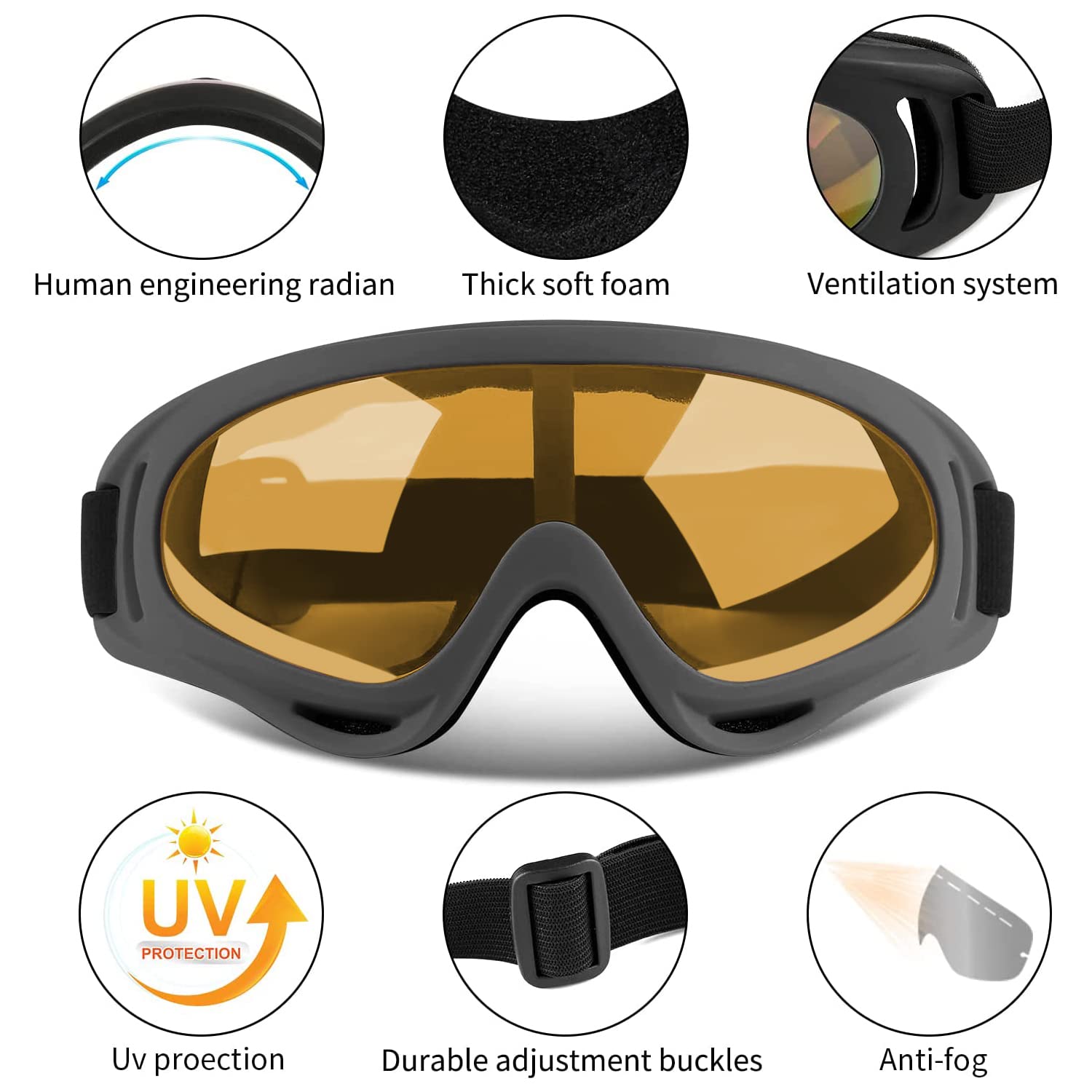 COOLOO Ski Goggles, 2 Pack Snow Goggles