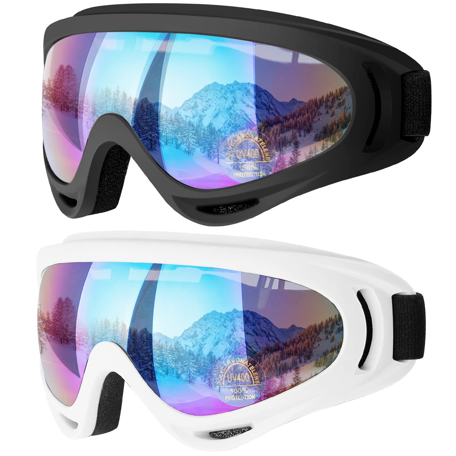 COOLOO Ski Goggles, 2 Pack Snow Goggles
