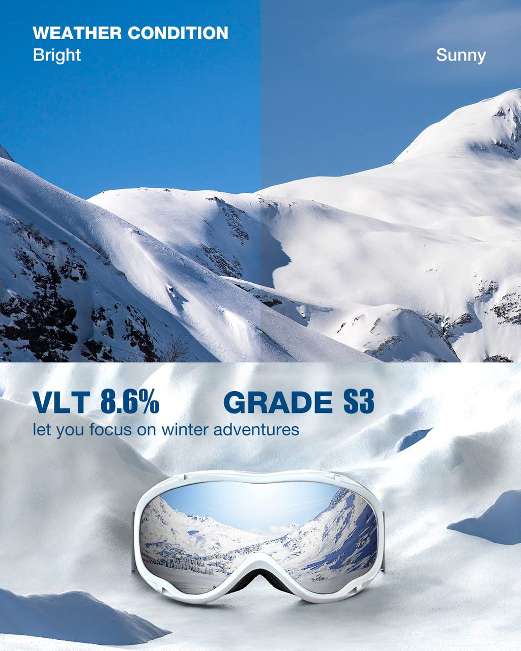 ZIONOR Lagopus Ski Snowboard Goggles