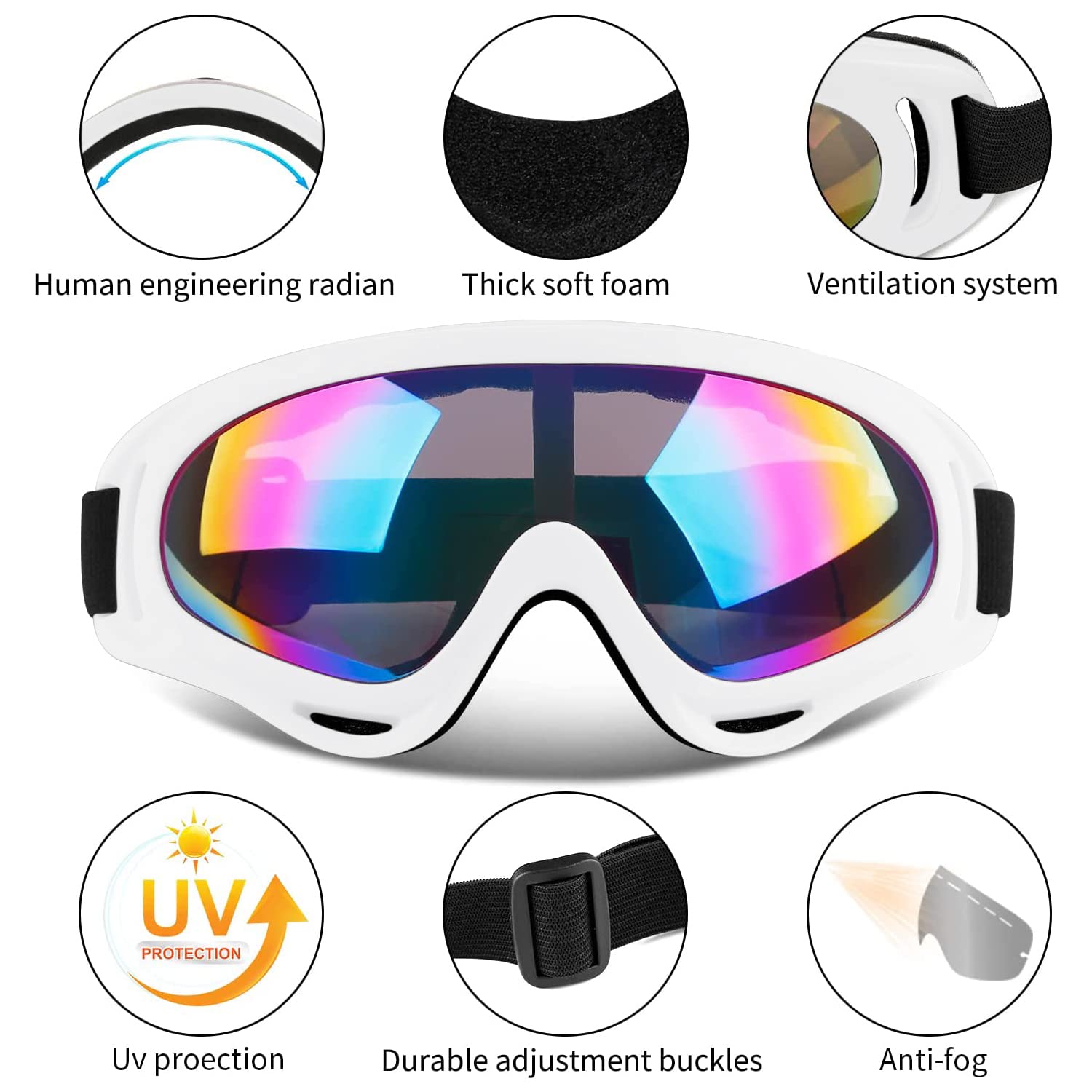 COOLOO Ski Goggles, 2 Pack Snow Goggles