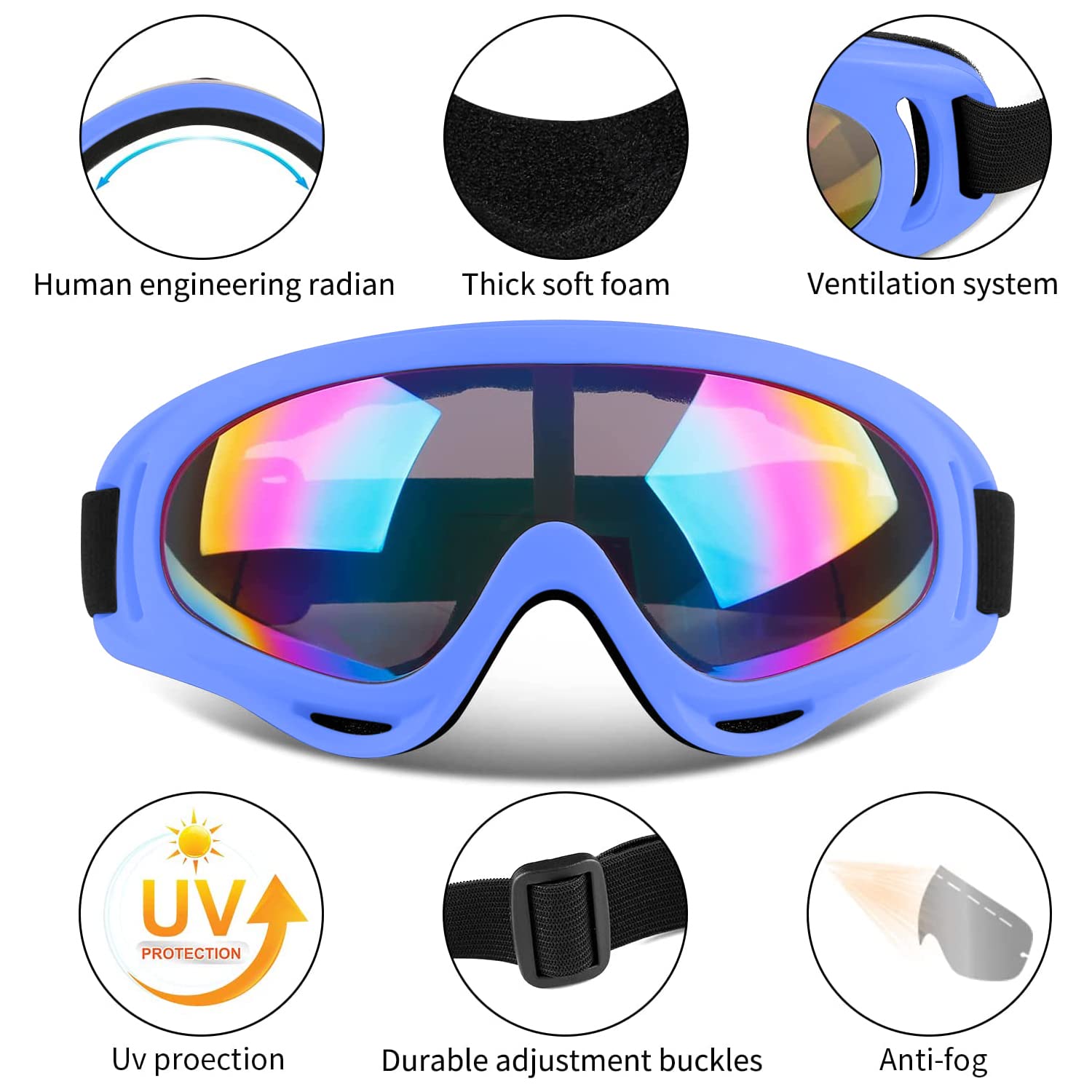 COOLOO Ski Goggles, 2 Pack Snow Goggles