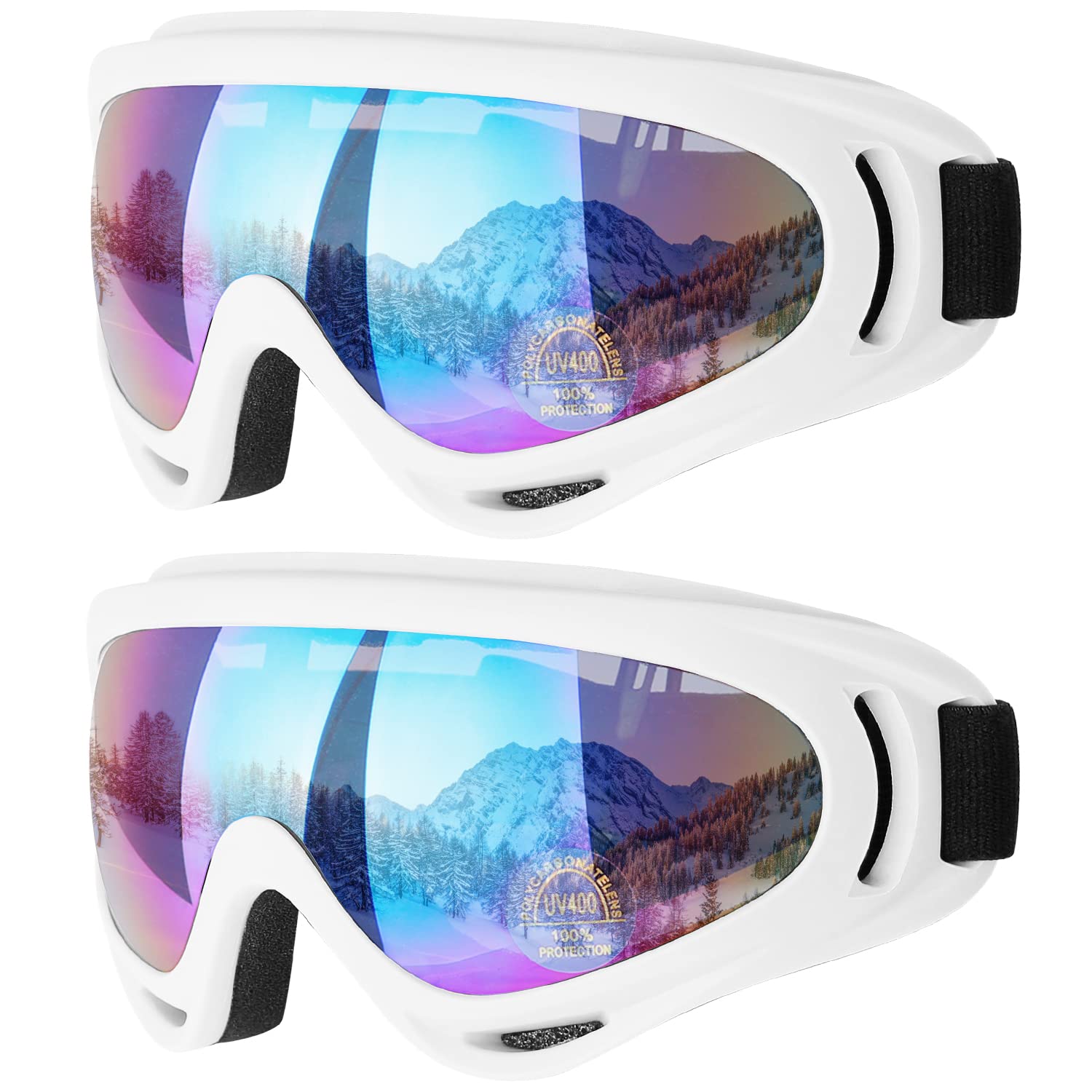 COOLOO Ski Goggles, 2 Pack Snow Goggles