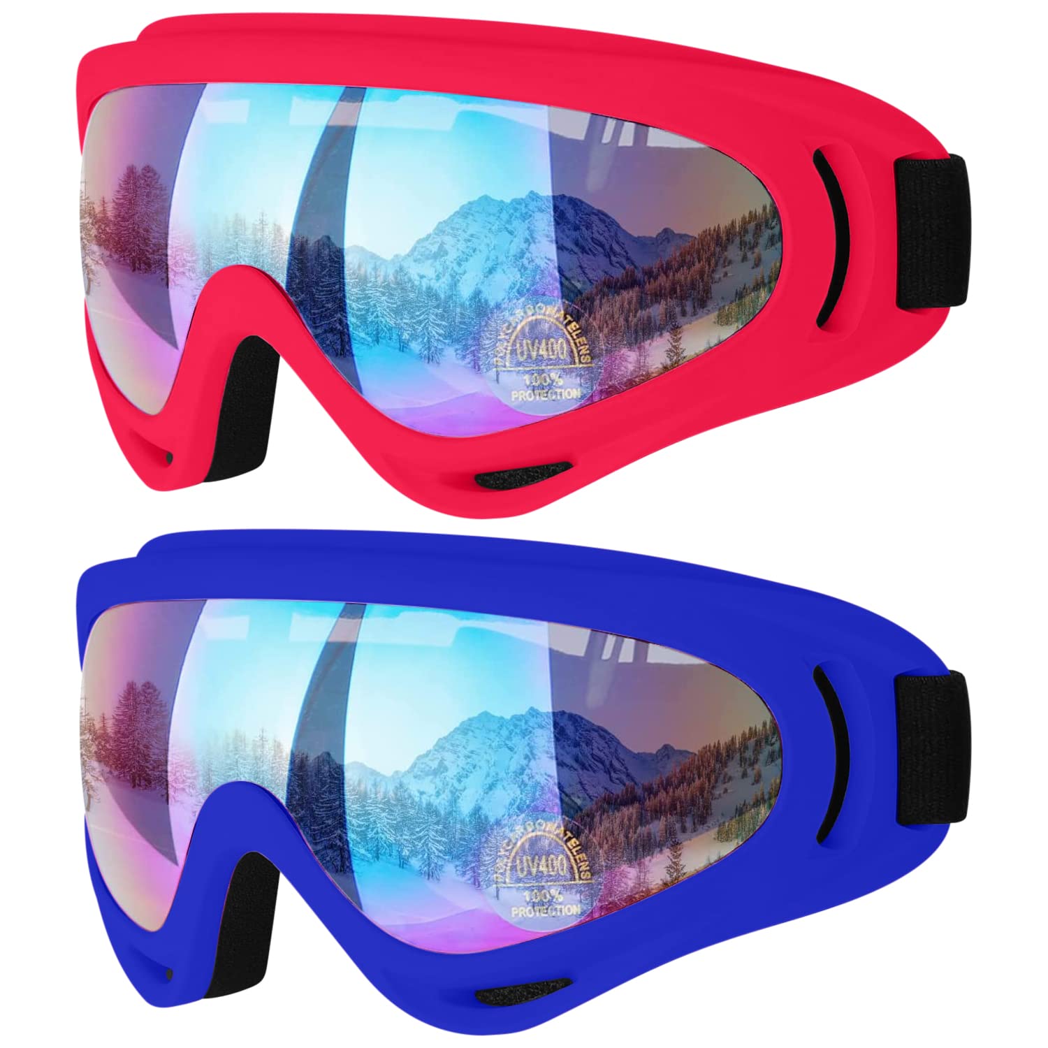COOLOO Ski Goggles, 2 Pack Snow Goggles