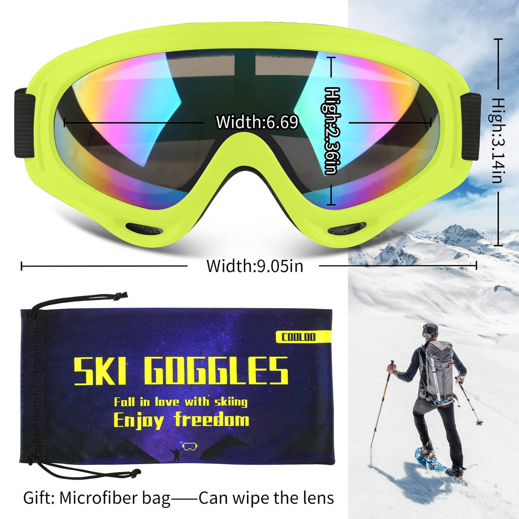 COOLOO Ski Goggles, 2 Pack Snow Goggles