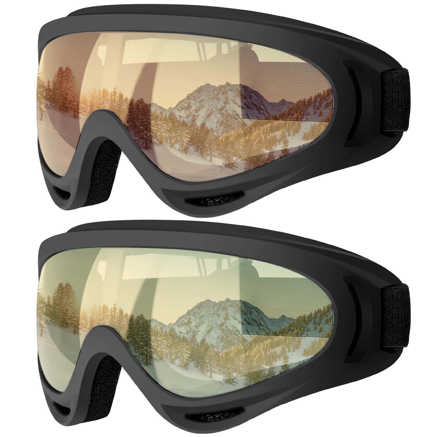 COOLOO Ski Goggles, 2 Pack Snow Goggles