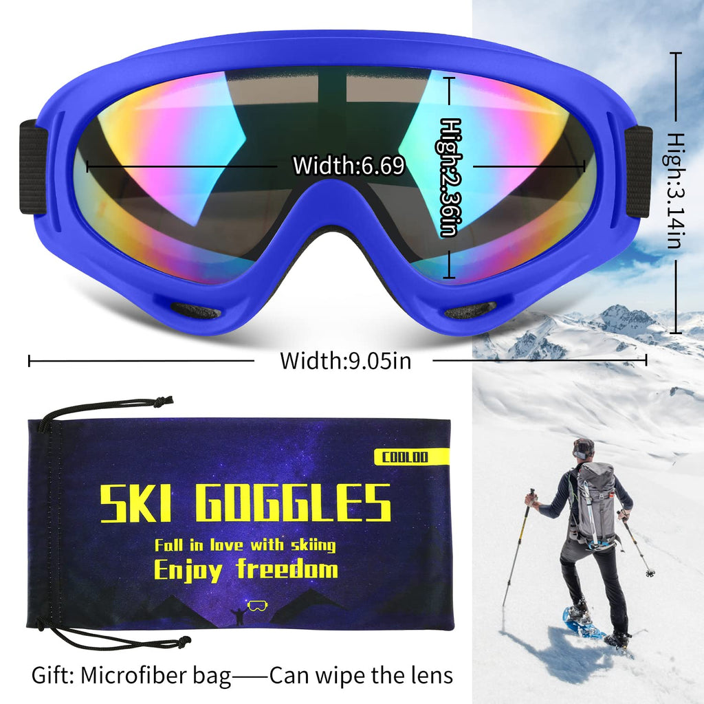 COOLOO Ski Goggles, 2 Pack Snow Goggles