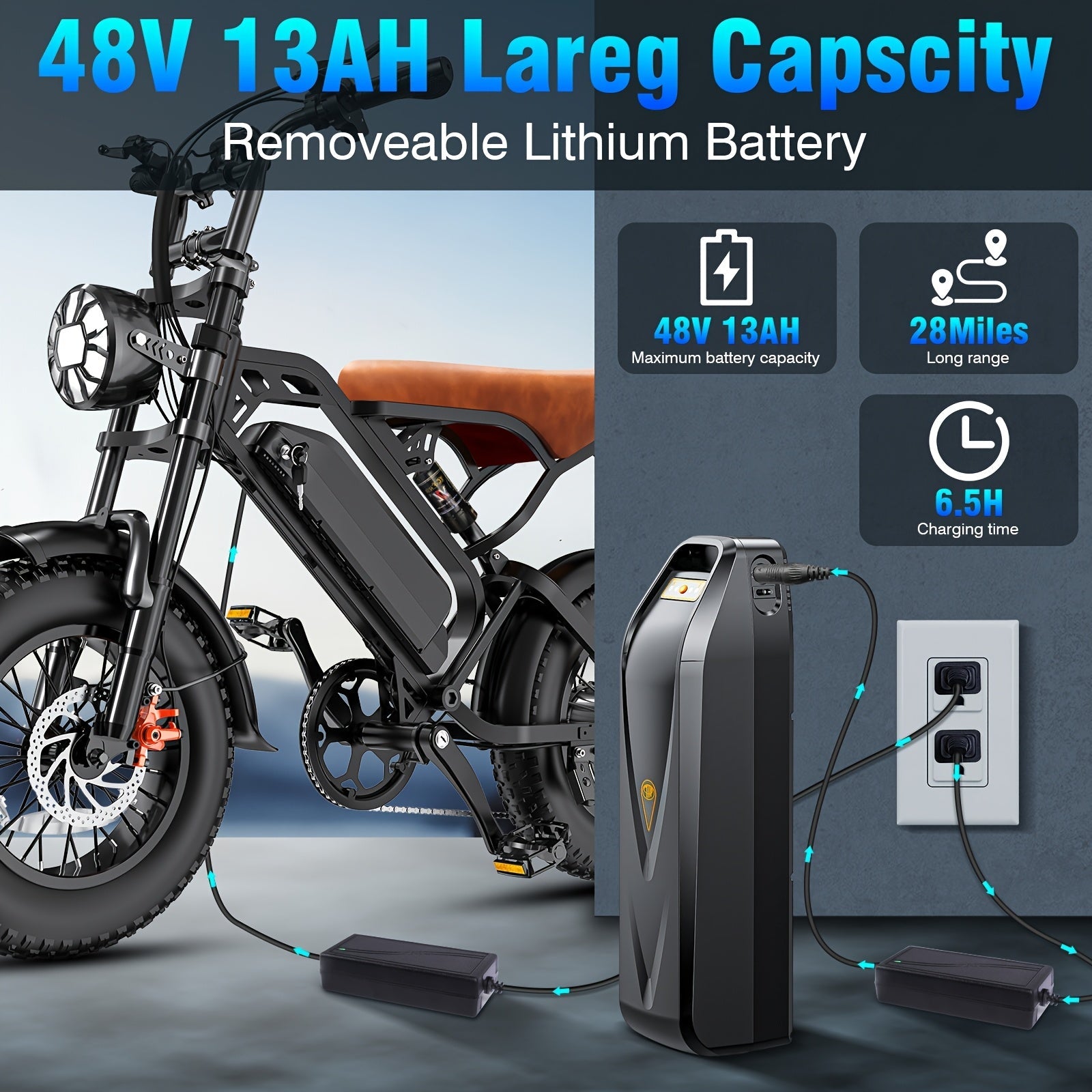 749W 27.9MPH All-Terrain Electric Mountain Bike For Adults -16" Heavy-Duty Alloy Steel Frame