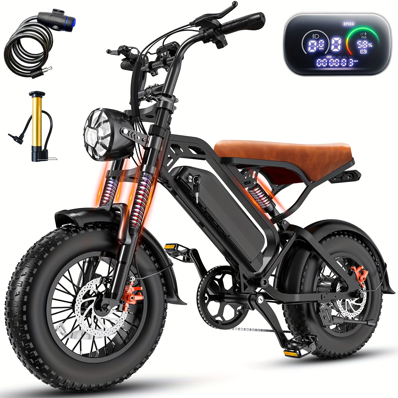 749W 27.9MPH All-Terrain Electric Mountain Bike For Adults -16" Heavy-Duty Alloy Steel Frame