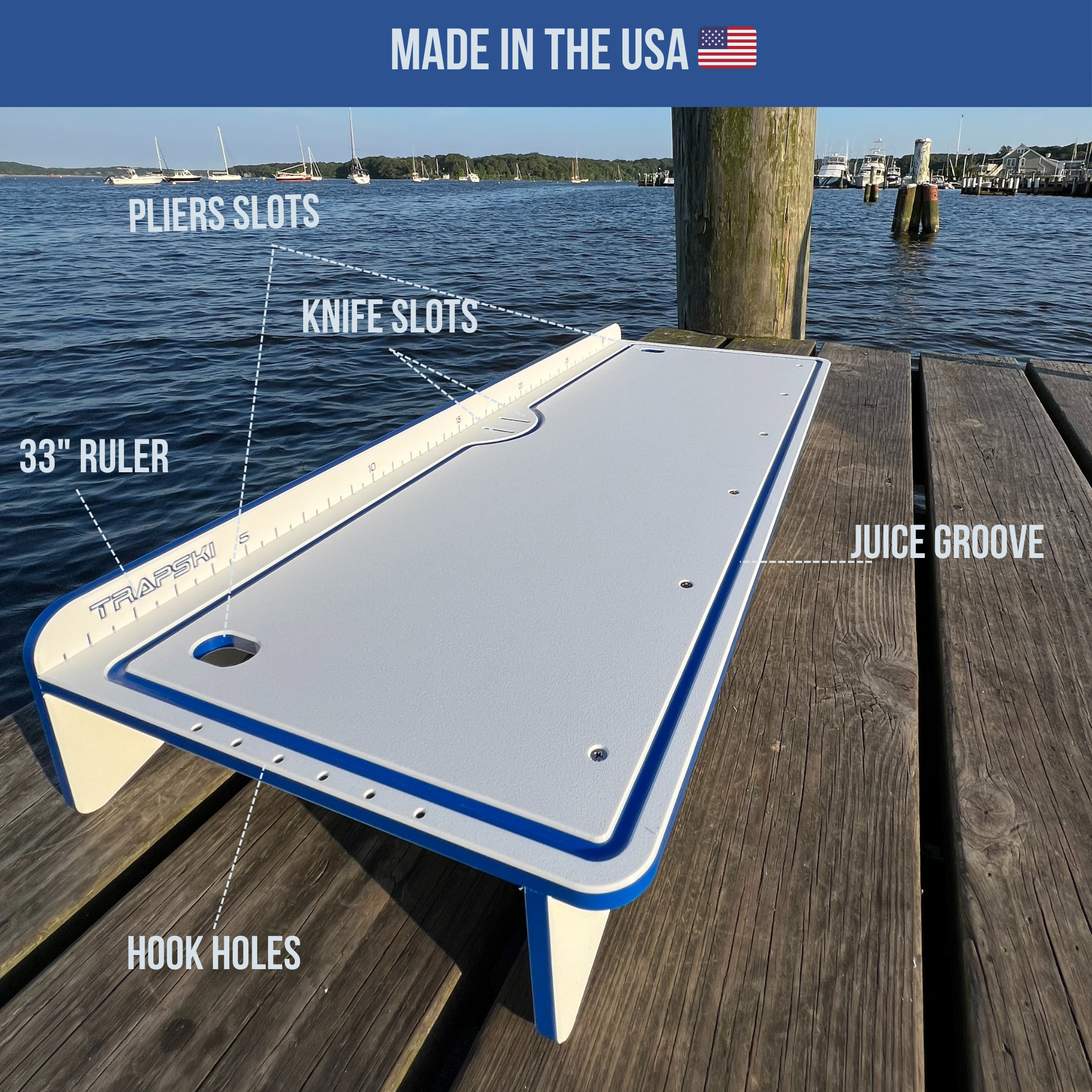 Premium Rod Mount 18" or 33" Raised Fillet Table – 3-in-1 Bait & Fish Station