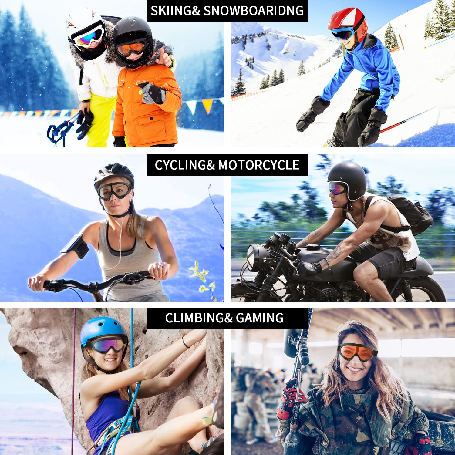 COOLOO Ski Goggles, 2 Pack Snow Goggles