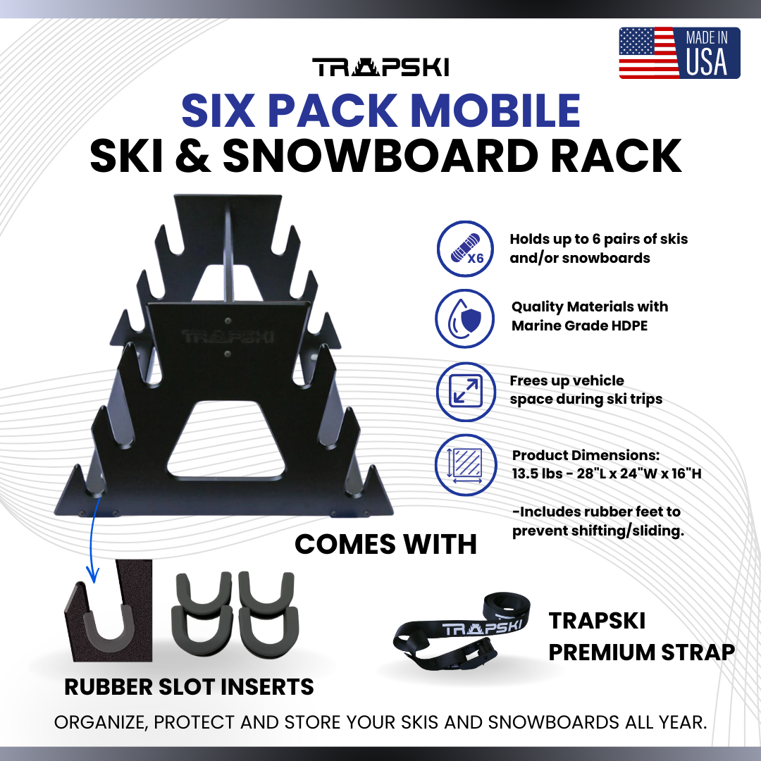 TRAPSKI SIX PACK Mobile All Mountain Ski and Snowboard Rack