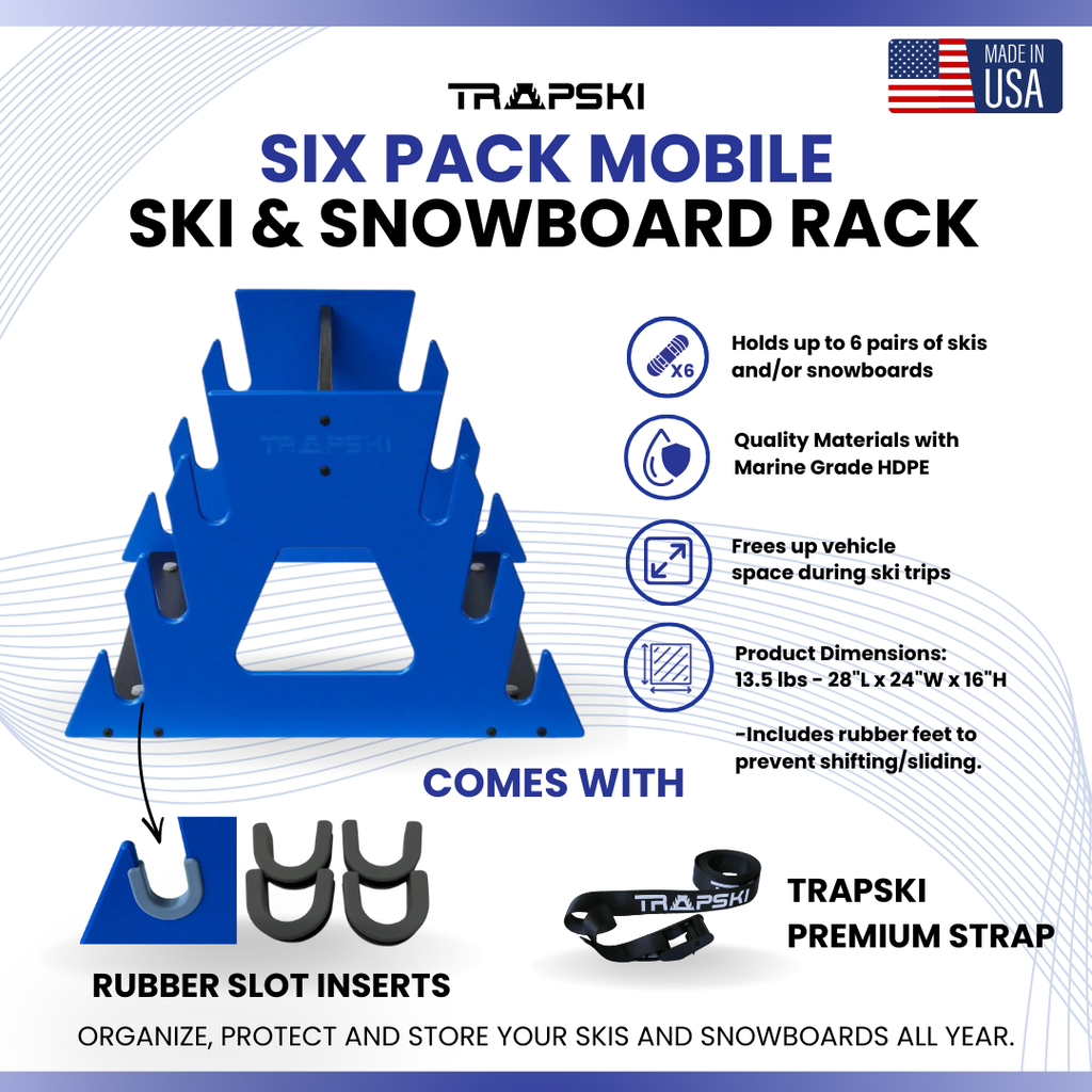 TRAPSKI SIX PACK Mobile All Mountain Ski and Snowboard Rack