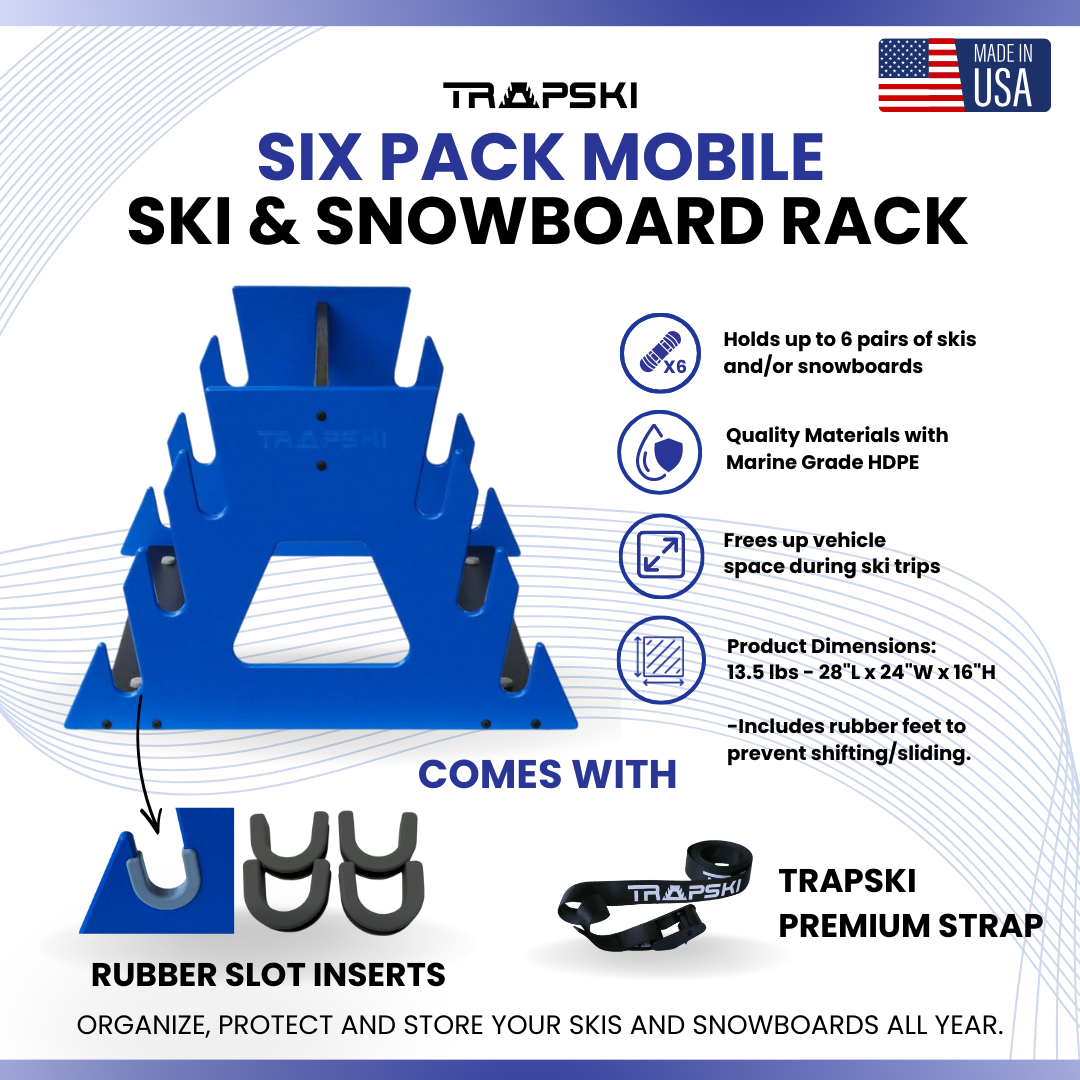 TRAPSKI SIX PACK Mobile All Mountain Ski and Snowboard Rack
