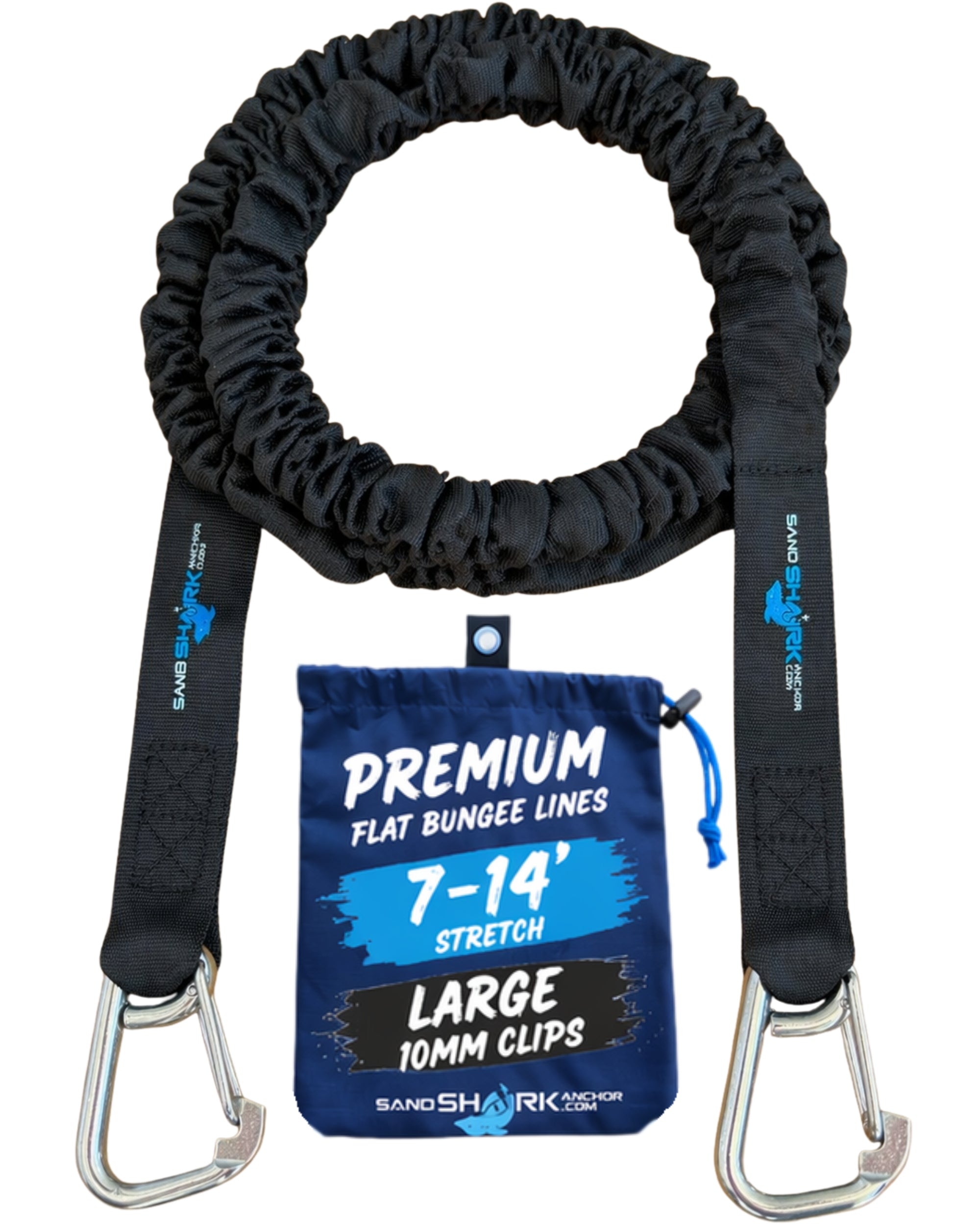 SandShark Premium Flat Bungee Line. Stretches 7-14'.