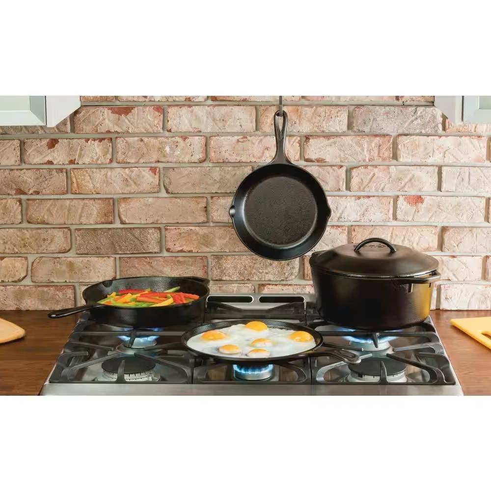 5-Piece Cast Iron Cookware Set with Dutch Oven Griddle and Skillets