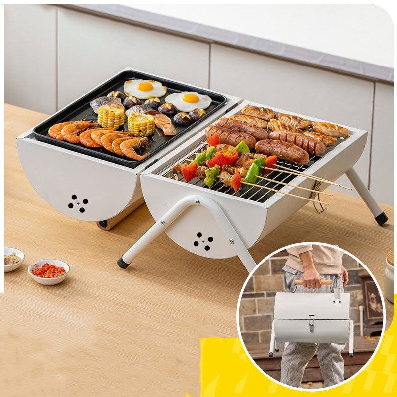 Outdoor portable double-sided barbecue stove