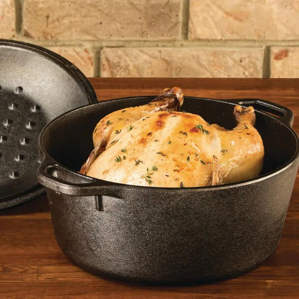 5-Quart Black Cast Iron Dutch Oven with Lid