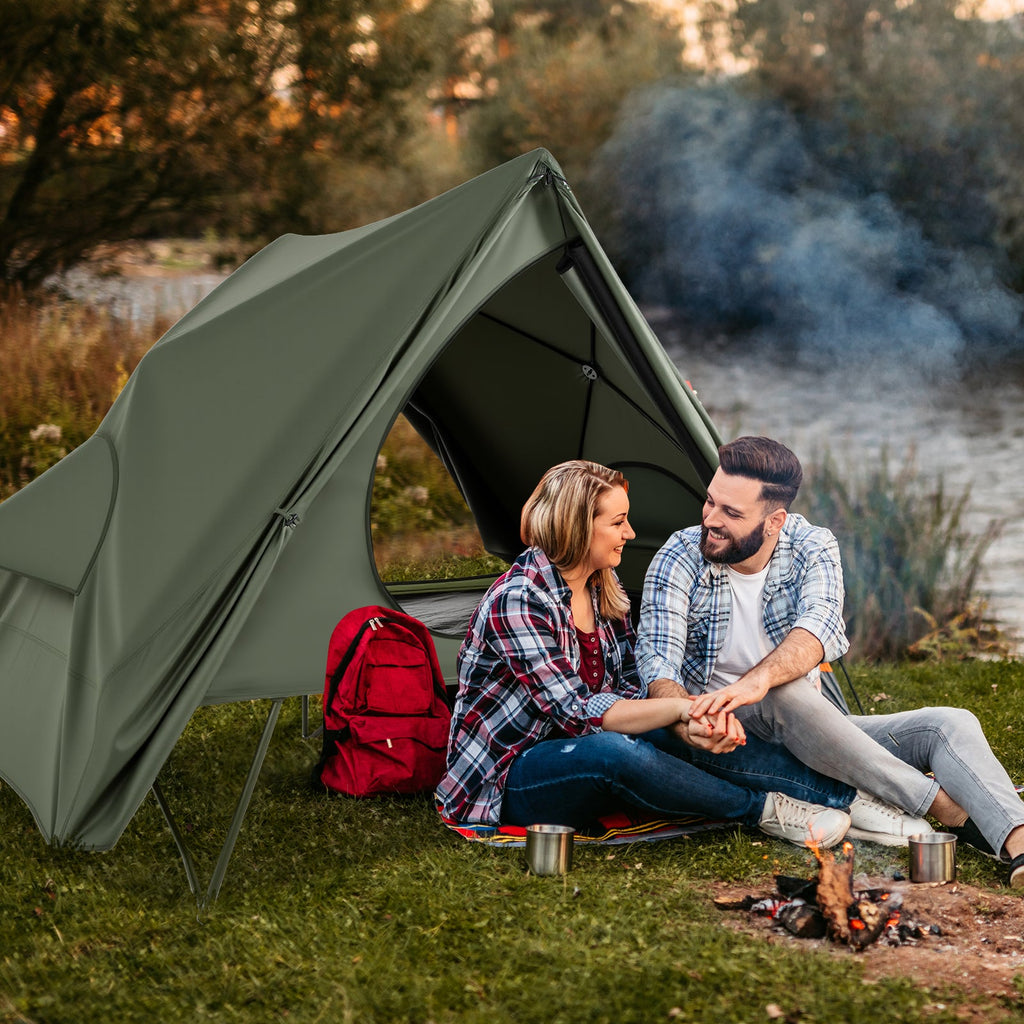 Foldable 2-Person Camping Cot with Pop-up Tent
