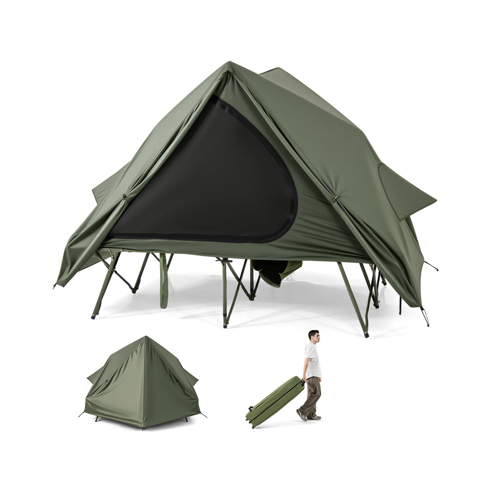 Foldable 2-Person Camping Cot with Pop-up Tent